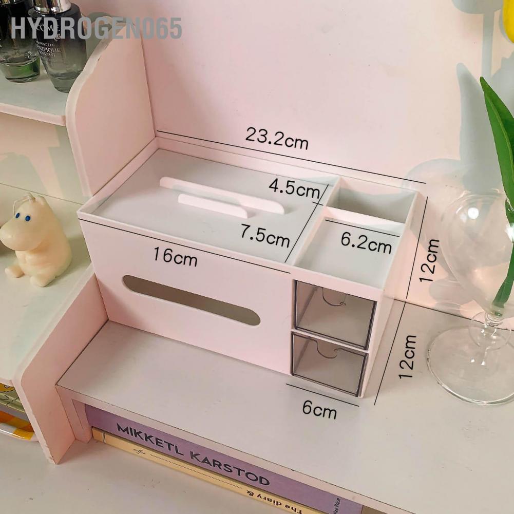 Hydrogen065 Hộp lưu trữ mỹ phẩm đựng khăn giấy để bàn Giỏ trang trí đáng yêu Bộ điểm trên máy tính cho phòng ngủ ký túc xá