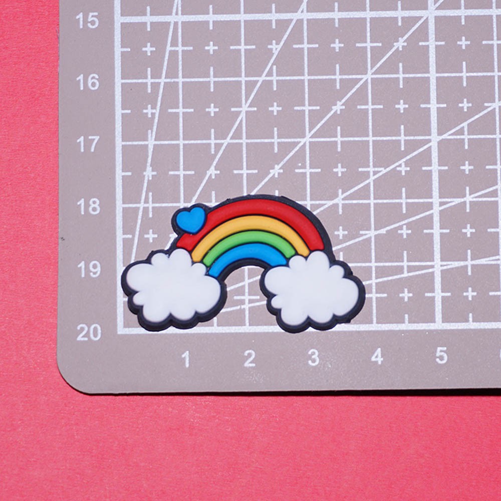 KRNY Cartoon Rainbow Patch DIY Accessories PVC Stickers Patch Glues Colorful Scrapbook Decoration Art Craft Handmade Phone Case Decor Silicone Glue