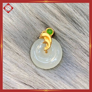 Mặt dây chuyền, dây chuyền đồng điếu bạch ngọc - phong thủy vượng tài