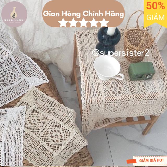 Khăn trải bàn ren màu ngà Hàn Quốc vintage,Khăn dã ngoại picnic, Phông Nền Chụp Ảnh Trang Trí Bàn Học