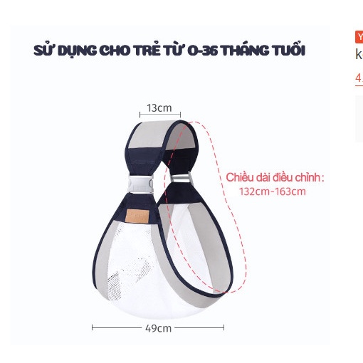 Đai địu cho em bé dạng lưới siêu thoáng khí, đa dạng tư thế, thiết kế trợ lực chống mỏi, gấp gọn gàng tiện lợi