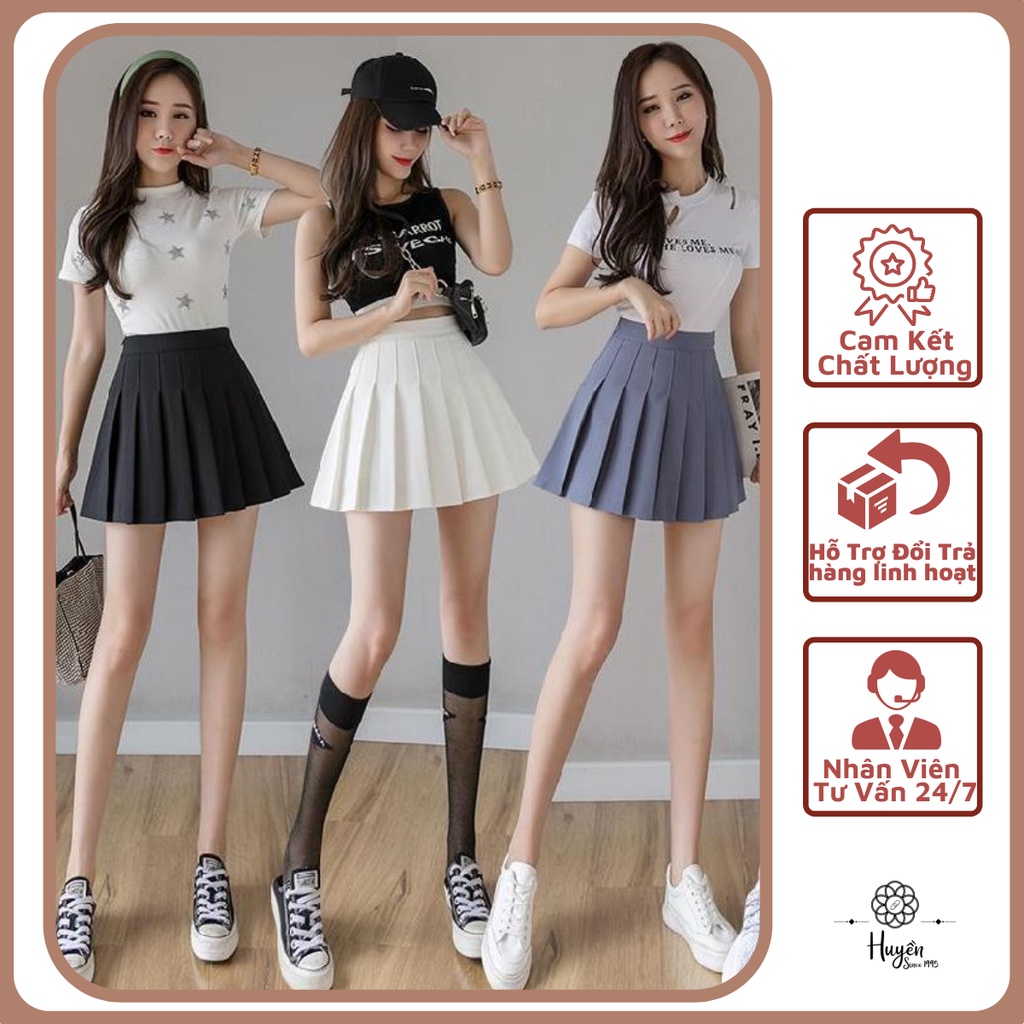 Chân Váy Tennis Ngắn Xếp Ly ,Cạp Cao Xòe, Dáng Chữ A Siêu Đẹp Phong Cách Hàn Quốc Cao Cấp ZOZO Hai Màu Trắng, Đen Có Lót