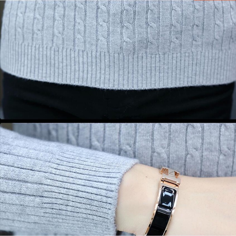 Áo Sweater Dệt Kim Cổ Lọ Tay Dài Màu Sắc Đơn Giản Cho Nam Giới