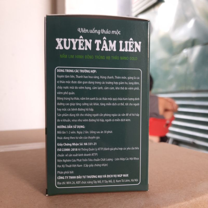 Viên uống thảo mộc XUYÊN TÂM LIÊN -  tốt cho người cần phòng ngừa vấn đề về hô hấp do vi khuẩn ,virus