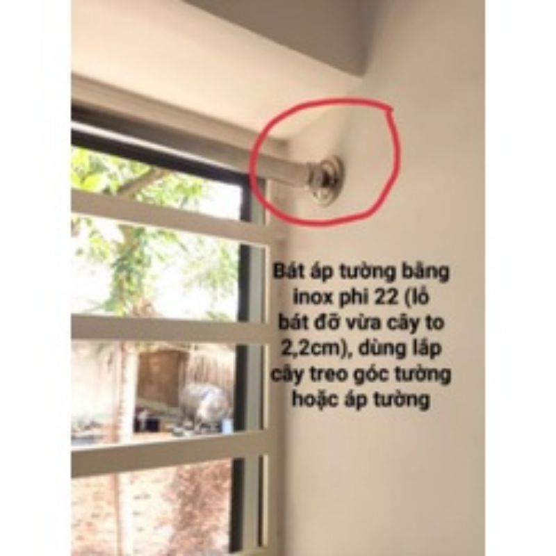 Bát chân phi 19mm - 22mm - 25mm inox thanh treo tủ quần áo, rèm