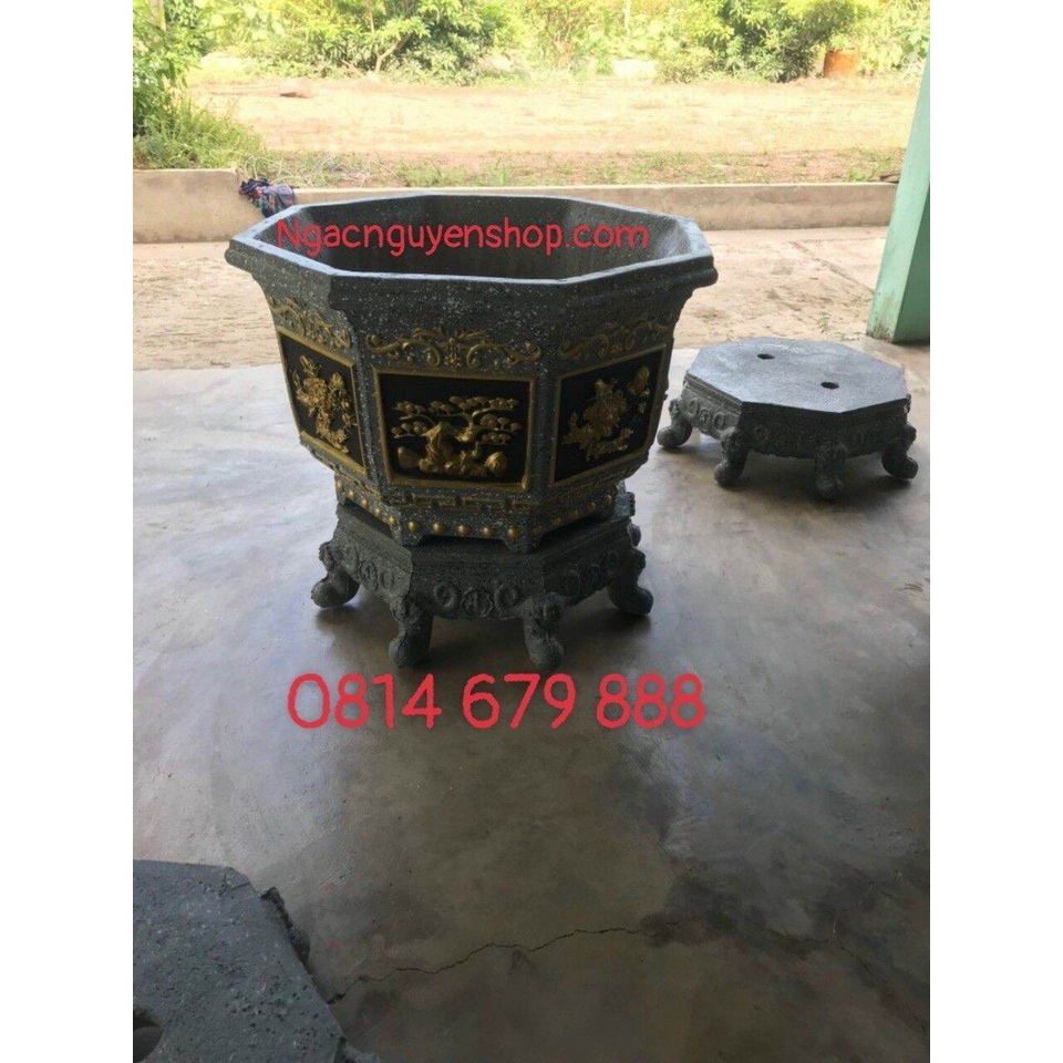 Khuôn Chậu bát giác 60 Rộng 60 cao 40 chân cao 17cm chất liệu nhựa abs