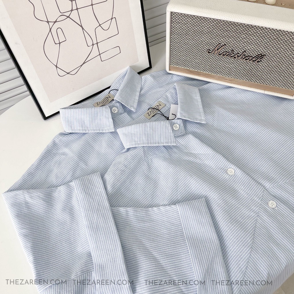 ZAREEN | ÁO SƠ MI TAY NGẮN XẺ VẠT SAU ZAREEN SOM54 XANH DƯƠNG