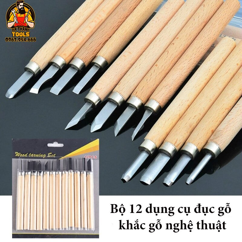 Bộ 12 dụng cụ đục gỗ ,khắc gỗ nghệ thuật