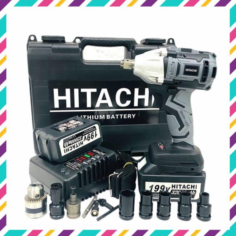 Máy xiết bu lông không than hitachi 199v  . .