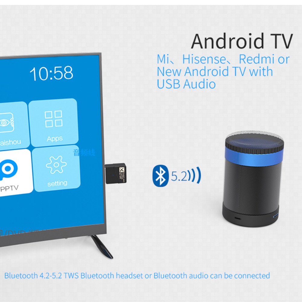 Aptx Bộ Phát Usb Bluetooth 5.2 Bộ Thu Âm Thanh Không Dây Phát Nhạc Bộ Chuyển Đổi Usb Cho Loa Máy Tính Xách Tay Chuột Không Dây