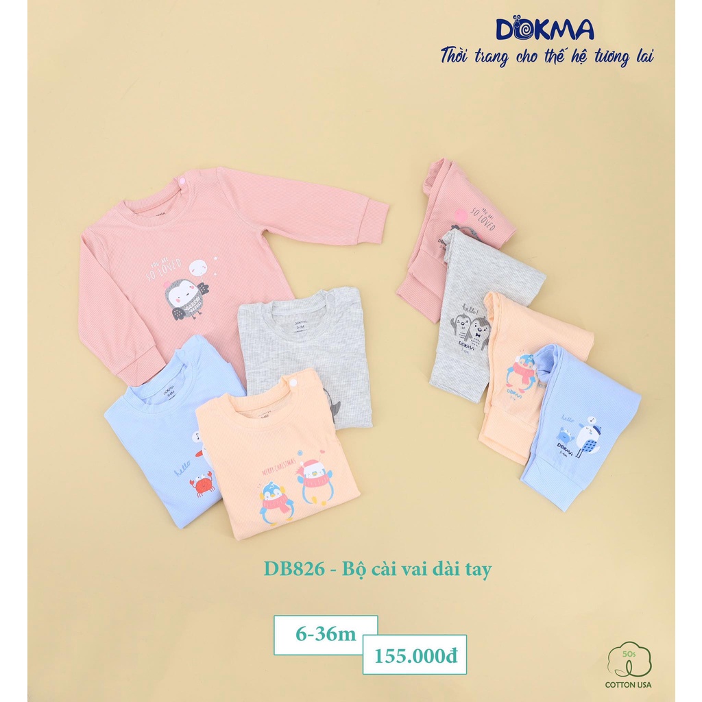 (3-36m) Bộ dài tay vải cotton mỏng mềm cho bé - DOKMA