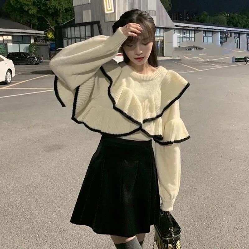 Áo Sweater Dệt Kim Dáng Rộng Phong Cách Phương Tây Thời Trang Mùa Xuân Mới