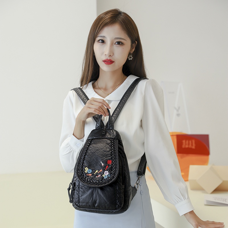 Túi Đeo Chéo Da PU Thêu Họa Tiết Thổ Cẩm Thời Trang Nữ Tính