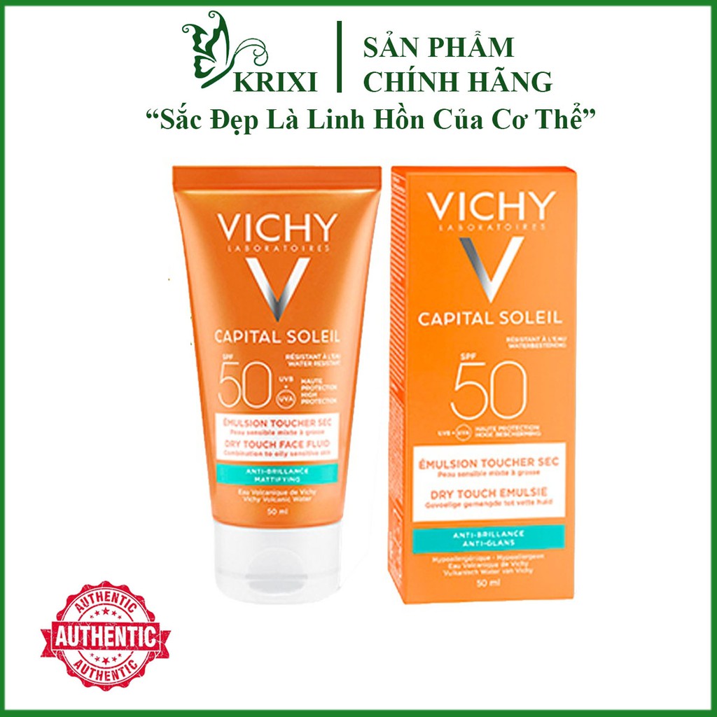 Kem Chống Nắng Vichy Capital Soleil Emusion Face Fluid Dry Touch SPF50+ Không Nhờn Rít 50ml