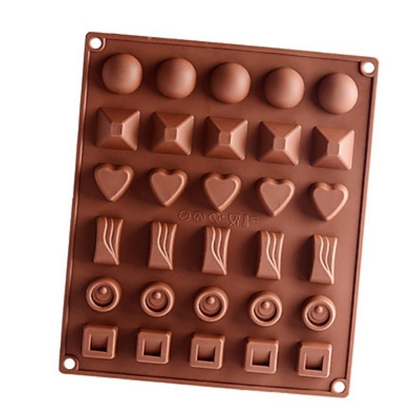 [Ảnh Thât+Video Hướng Dẫn] Khuôn Silicon Đổ Socola/Thạch/Đá/Kẹochipchip/Pudding Hình 30 Viên Socola