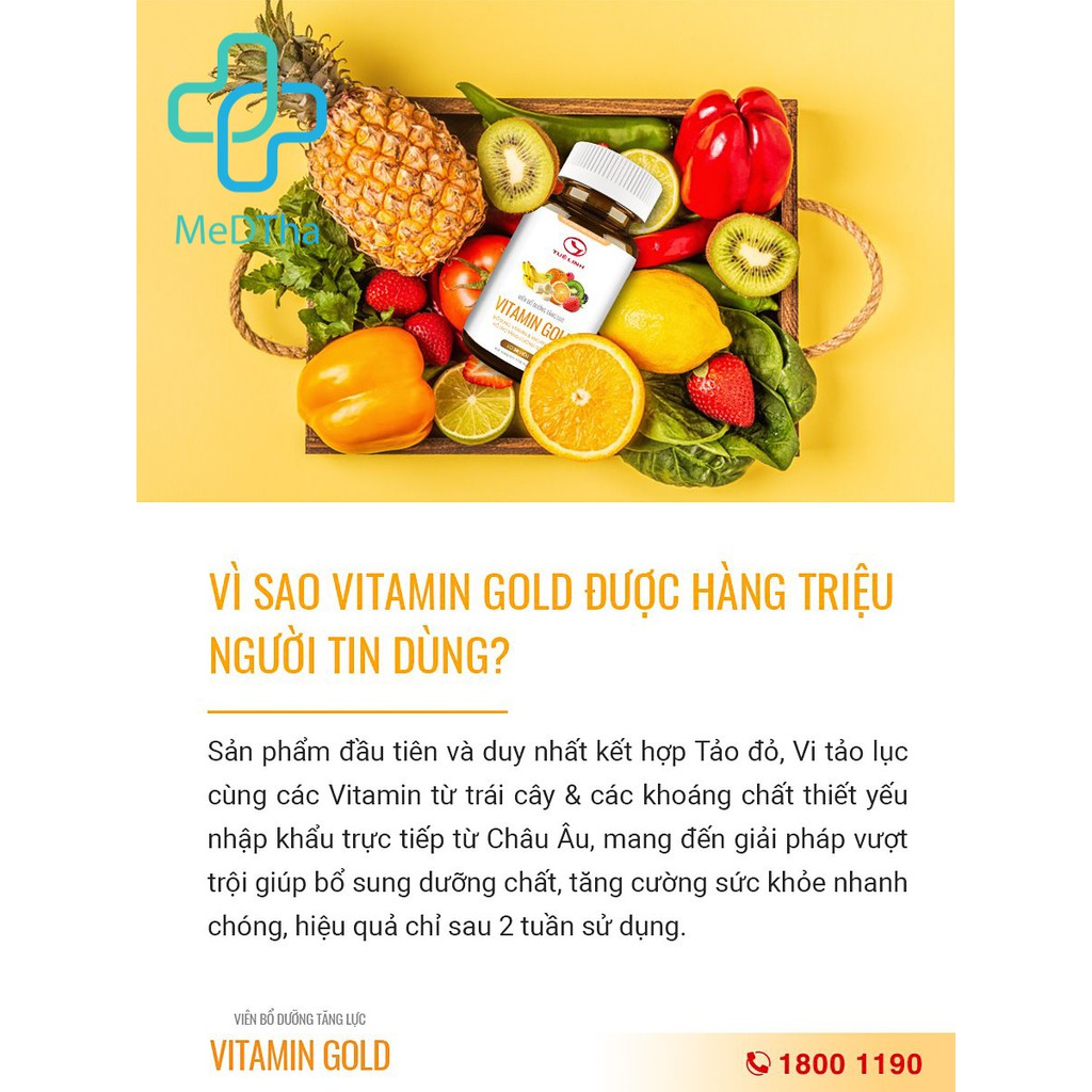 Viên bổ dưỡng tăng lực VITAMIN GOLD - Tuệ Linh (Hộp 30 viên) [Chính Hãng]