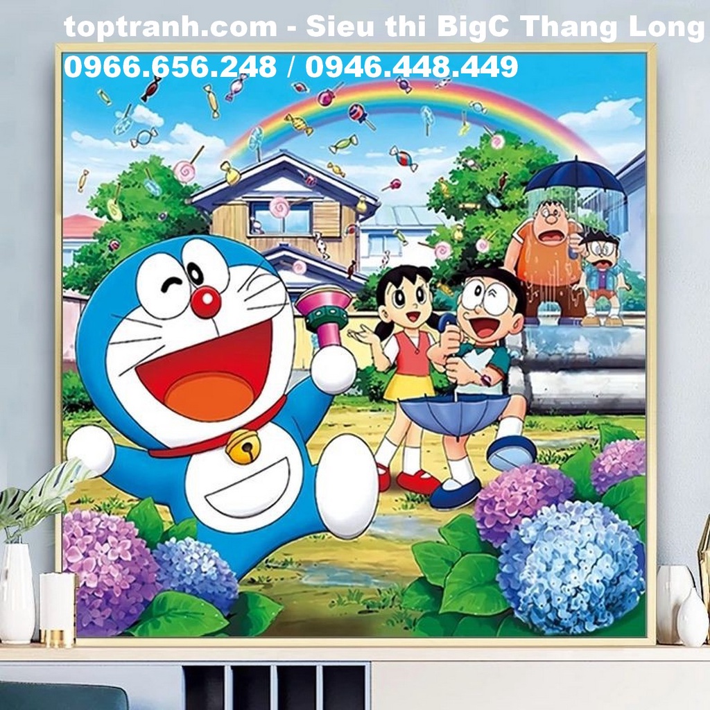 Tranh thêu chữ thập hoạt hình Doremon Dx1121 chưa thêu