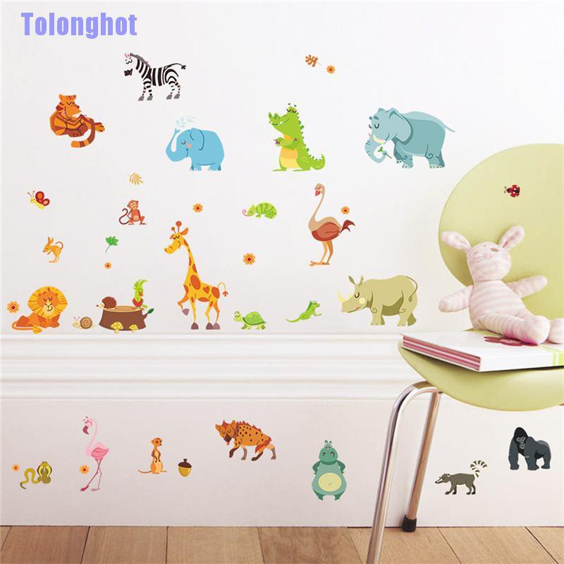 Giấy Dán Tường Trang Trí Hình Động Vật Dễ Thương
