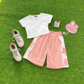 Set Bộ Nữ Croptop Quần Lững Phối Sọc Bò Sữa Siêu Cute - Shop3nunisex
