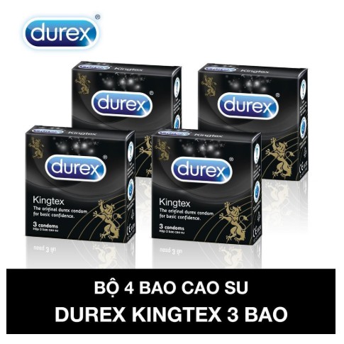 Bao cao su Durex Kingtex hộp 3 cái combo 4 hộp