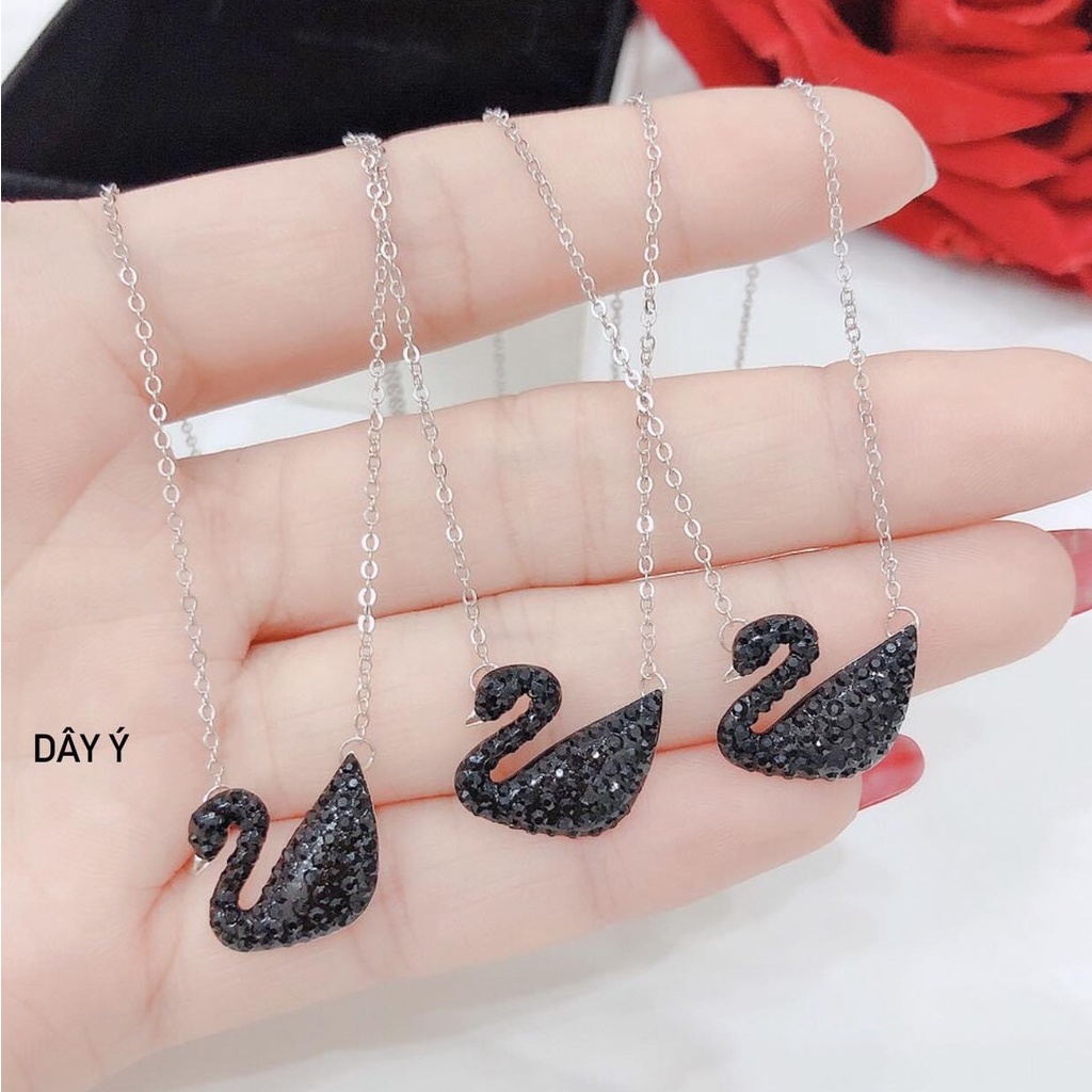 Dây chuyền bạc Ý cao cấp mặt thiên nga nạm đá màu - Trang Sức Bạc Evasilver