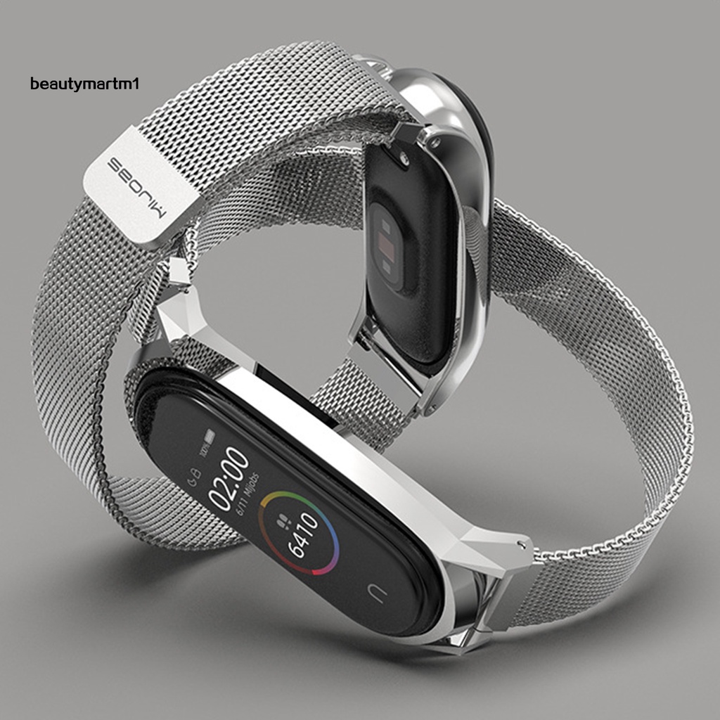 Dây Đeo Thay Thế Bằng Thép Không Gỉ Chống Nước Điều Chỉnh Được Cho Đồng Hồ Xiaomi Mi Band 3 / 4 / 5 / 6 / 7 Beautymartm1