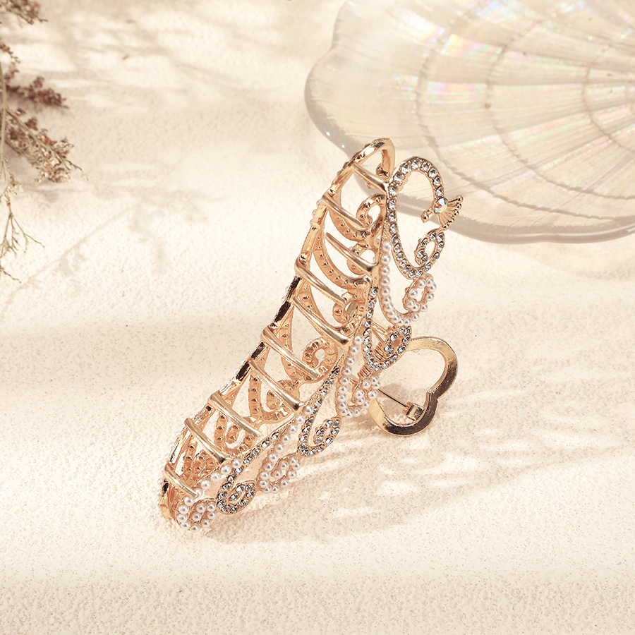 Kẹp Tóc Kim Loại Đính Ngọc Trai Giả Thời Trang Nữ 10.5cm