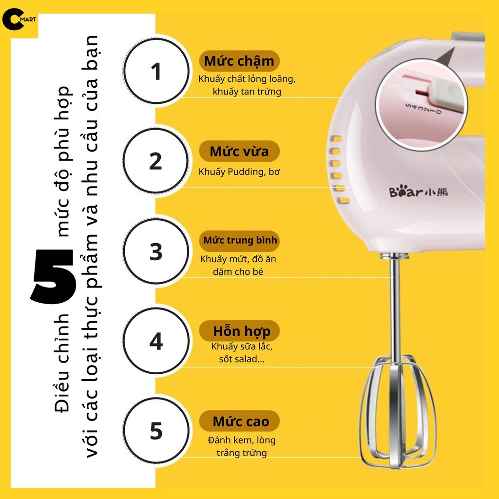 Máy Đánh Trứng Cầm Tay Bear SML DDQ-A01G1 [CMART_GIA DỤNG TIỆN ÍCH]