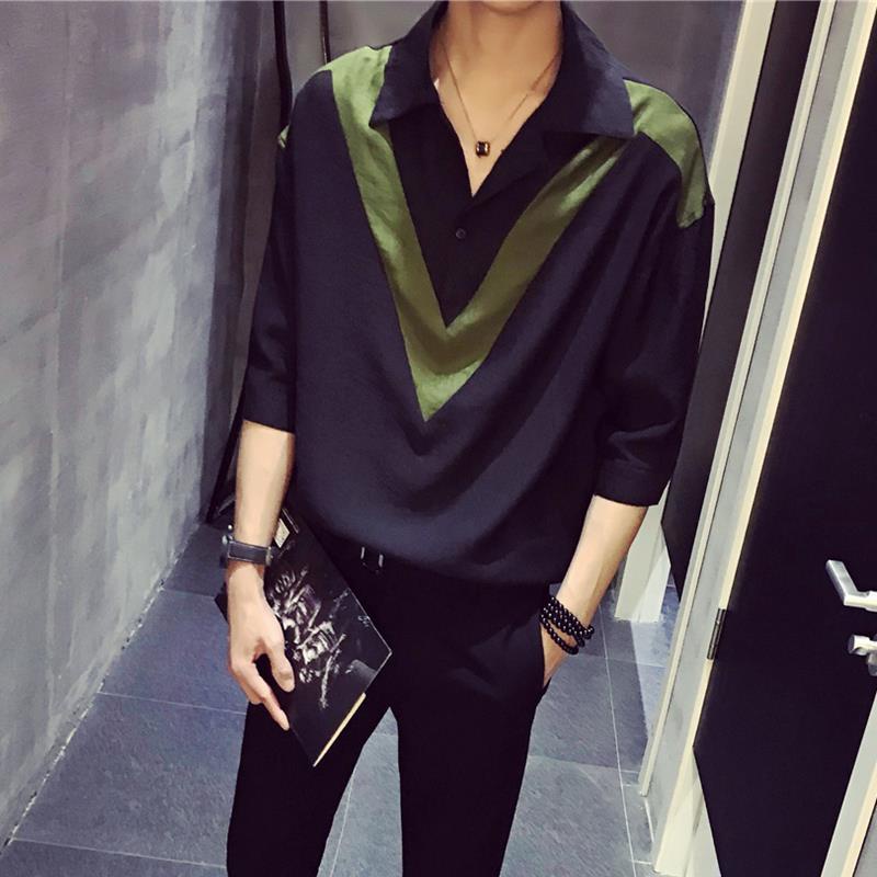 Áo Sơ Mi Dáng Rộng Cổ Chữ V Phong Cách Hàn Quốc Dành Cho Nam Giới