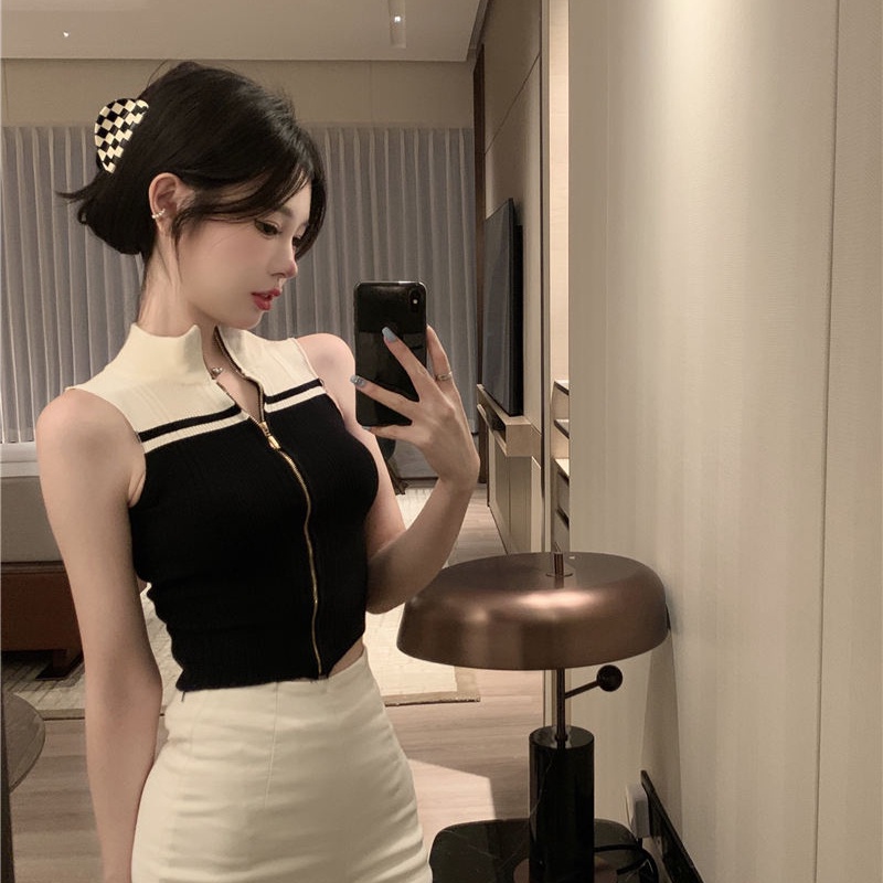Áo Dệt Kim Sát Nách Màu Sắc Thời Trang Mùa Hè Quyến Rũ Cho Nữ