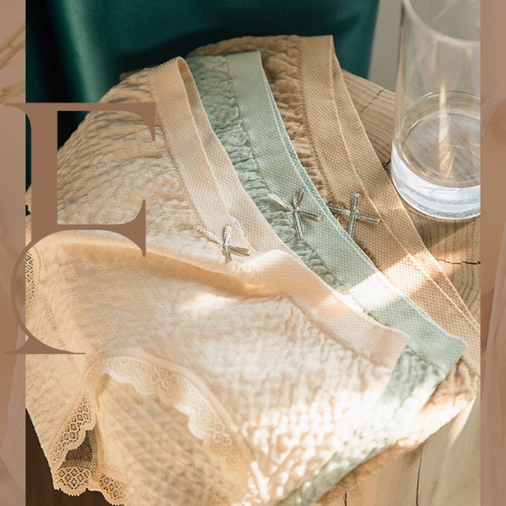 Sét 05 quần lót nữ cotton thoáng mát co giãn 8 chiều viền ren đính nơ xinh