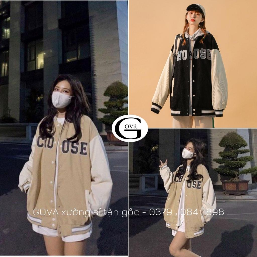 Áo Bomber Nhung Gân CHOOSE form rộng ulzzang áo khoác Nhung nam nữ cực đẹp GOVA