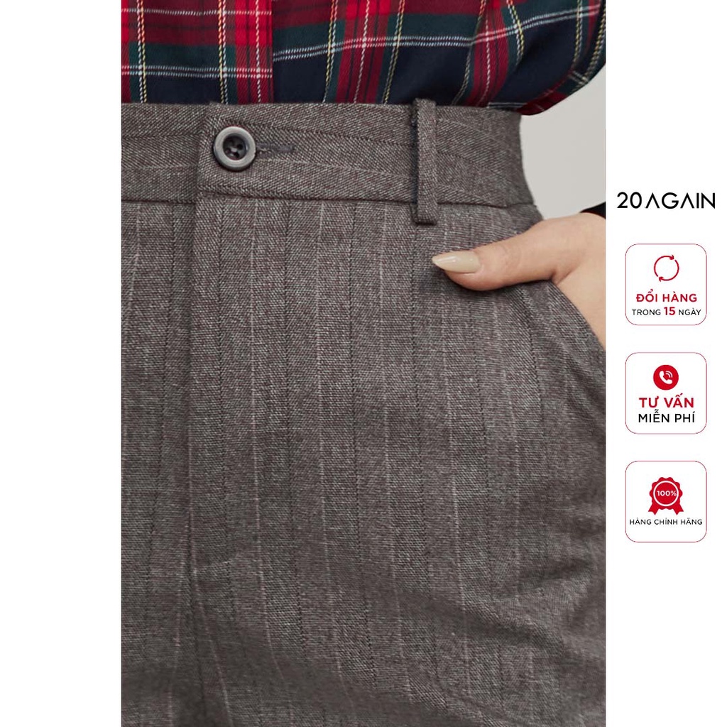 Quần âu nữ dáng basic 20AGAIN, họa tiết caro trẻ trung, chất kẻ tweed cao cấp QBA2173
