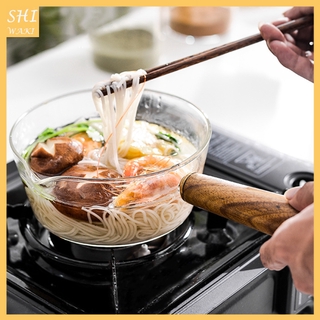 Nồi Thủy Tinh Có Tay Cầm Gỗ Tiện Dụng Để Hâm Nóng Thức Ăn