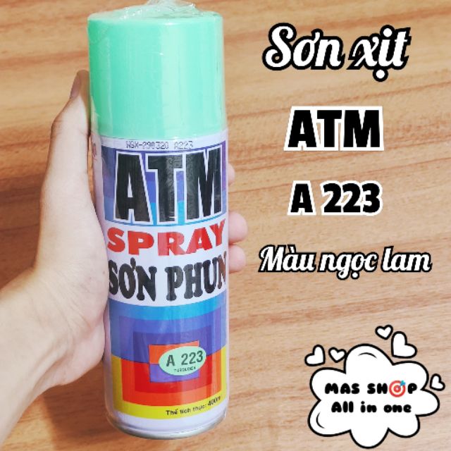 Sơn xịt (Sơn phun) ATM A223 màu xanh ngọc lam, chai 400ml