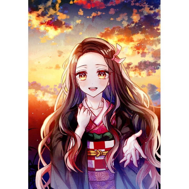 Bộ Tranh Sơn Dầu 40*50cm Tự Làm Họa Tiết Demon Slayer Trang Trí Nhà Cửa