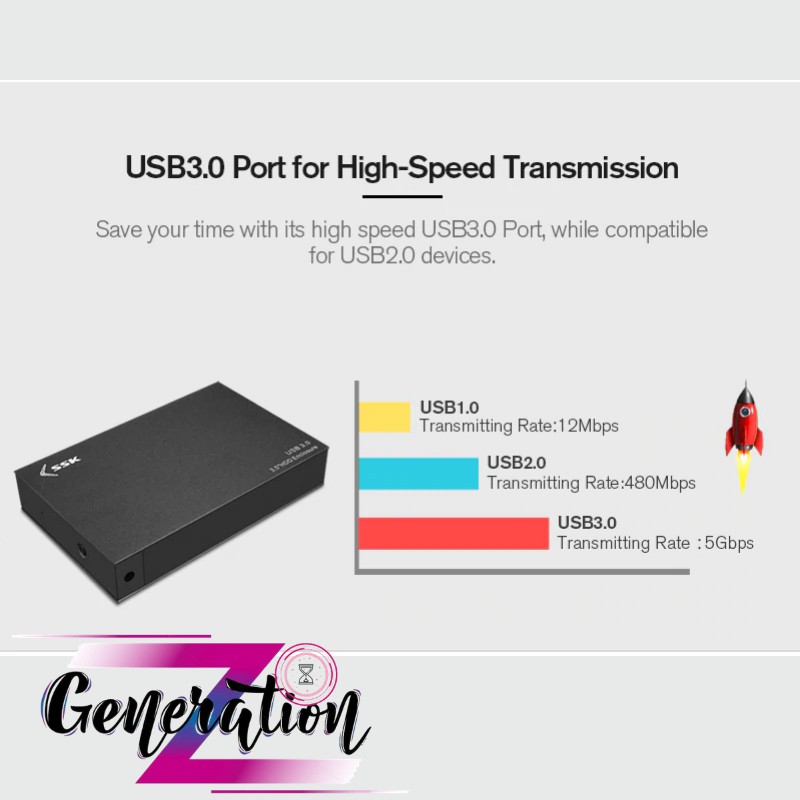 Hộp Đựng Ổ Cứng 3.5 inch USB 3.0 SSK (HE-G3000) - HDD Box 3.5 SSK (HE-G3000)