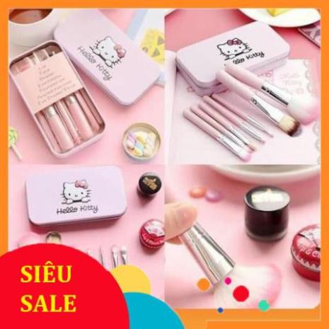 Bộ Cọ Makeup Hello Kitty Hộp Thiếc Mini Siêu Tiện Lợi Mùi Beauty