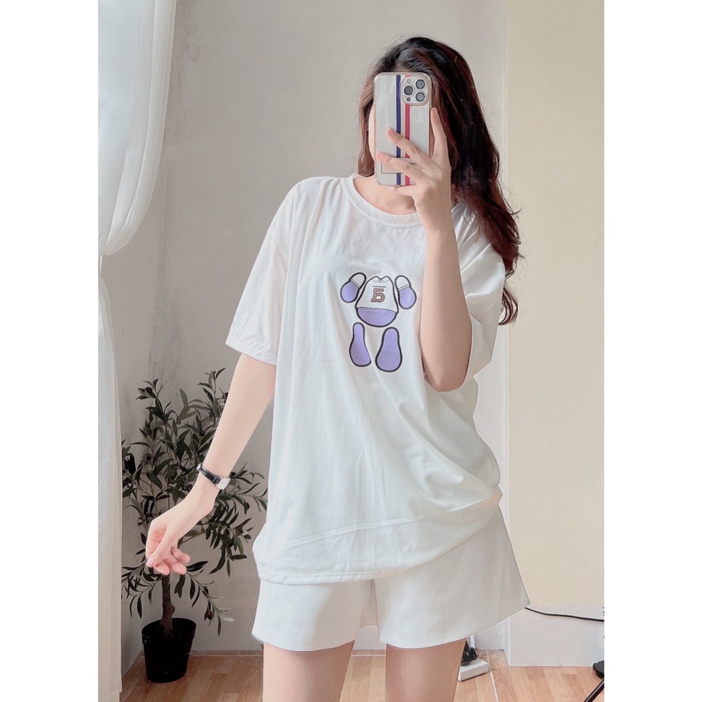 Áo Thun Gấu Cut Đầu Peonyb Nữ [FREESHIP]  Phông form rộng tay lỡ in hình vintage, 3158 oversize đẹp cá tính Ulzzang