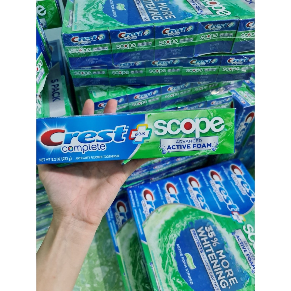 Kem Đánh Răng Crest Complete Whitening Plus Scope Advanced Active Foam 232g
