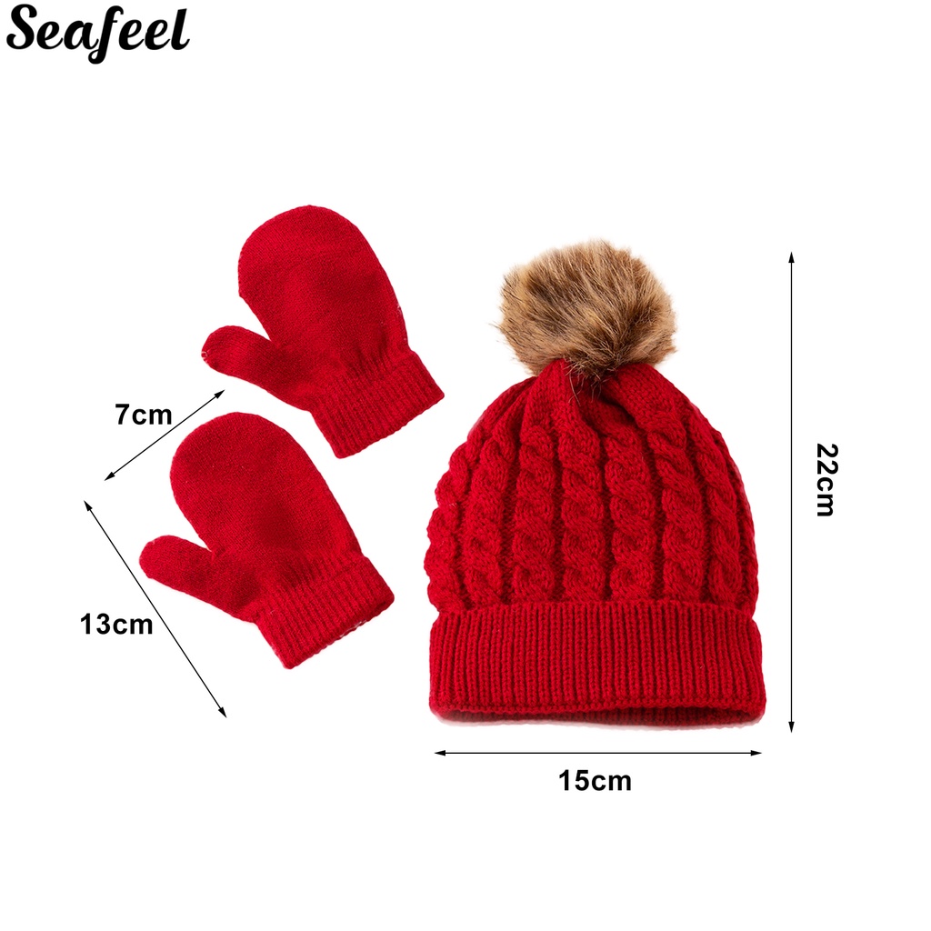 Set Mũ Len Kèm Găng Tay Giữ Ấm Siêu Co Giãn Dành Cho Bé