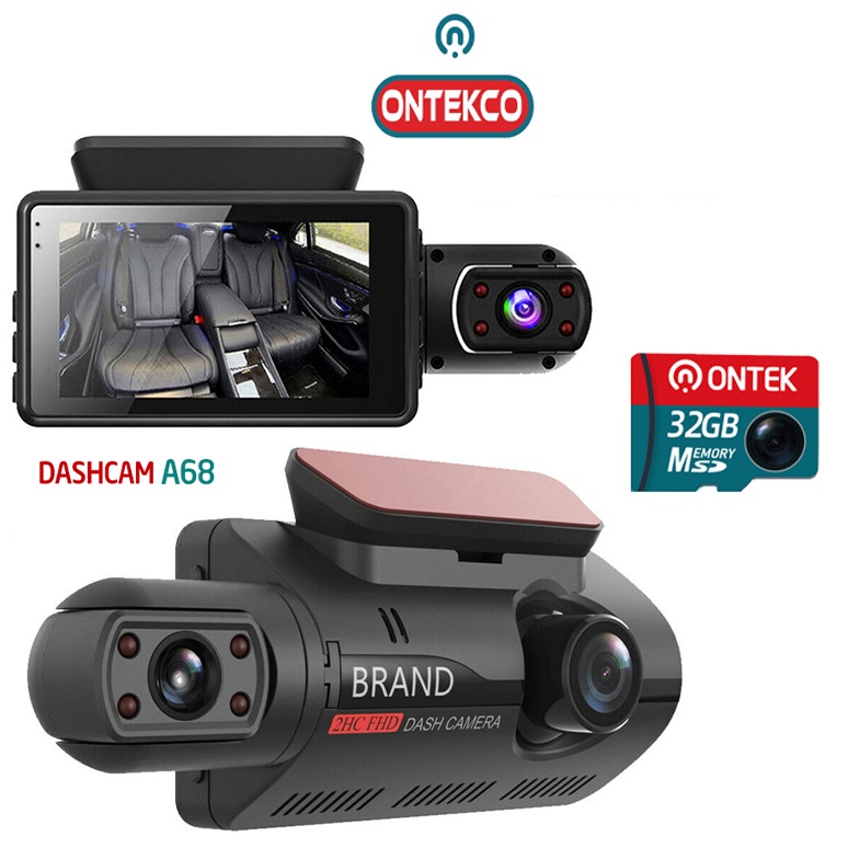 Camera Hành Trình ONTEKCO A68 Ống Kính Kép 3" Ghi Hình DVR 1080P hồng ngoại ban đêm siêu sáng