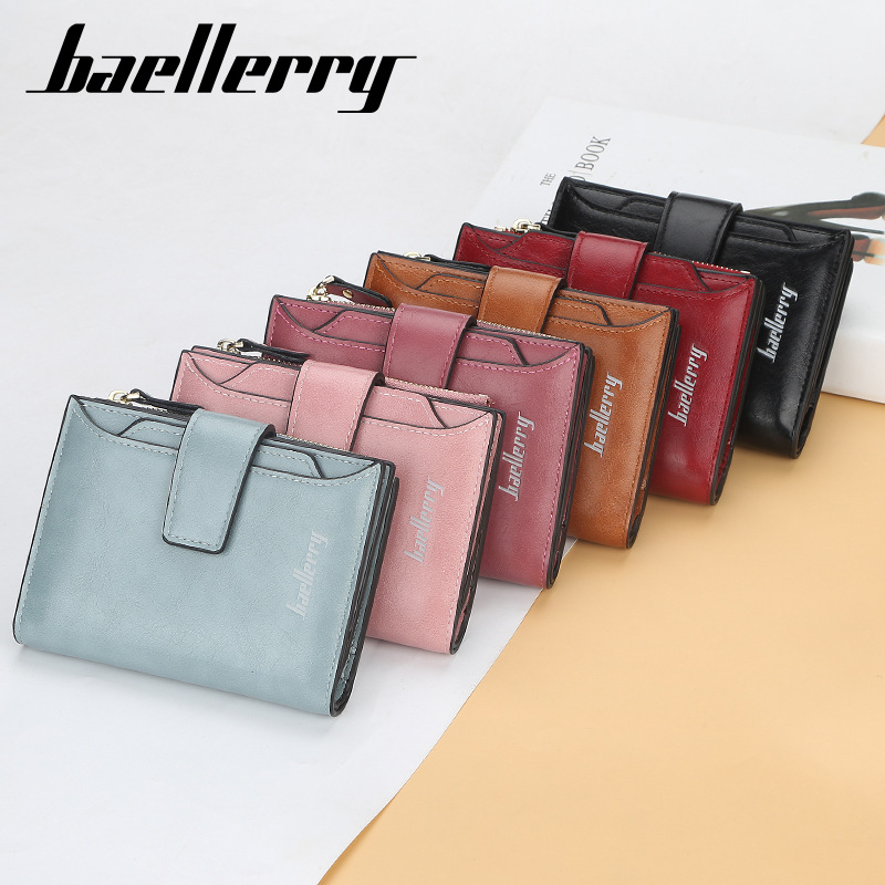 Ví Ngắn BAELLERRY Đẹp Cầm Tay Da Mini Nhỏ Đựng Tiền Sang Trọng Phong Cách Hàn Quốc Cho Nữ