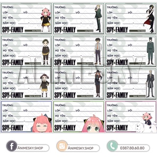 Nhãn vở SPYxFamily 1 bộ 12 mẫu độc đáo - nhãn vở Anime/Manga