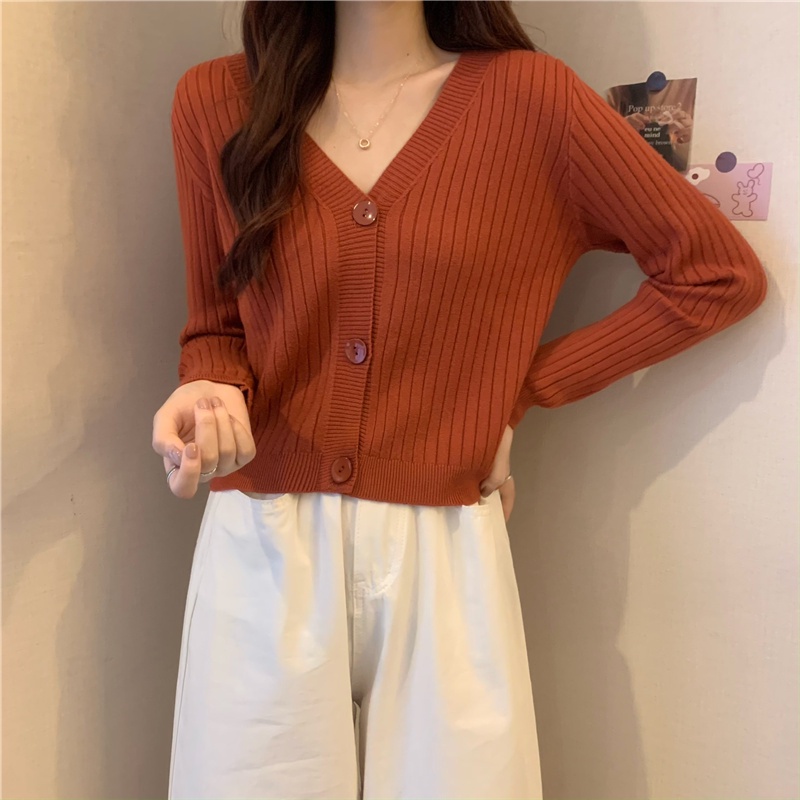 Áo cardigan ZHELIHANGFEI dệt kim tay dài cổ V nhiều màu dễ phối đồ cho nữ