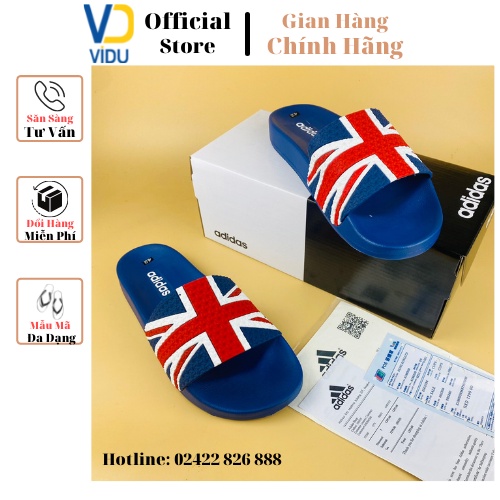 Dép nam thời trang ADIDAS ViDu 21133 màu xanh hình lá cờ Anh chống trơn trượt, độc đáo