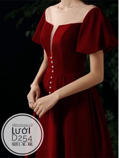 Bigsize Đầm nhung cổ lưới D254