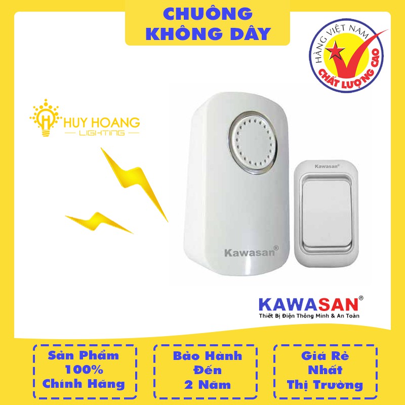 Bộ chuông cửa không dây có 2 NÚT NHẤN chống nước Kawasan-DB668B, Chuông báo khách xuyên tường