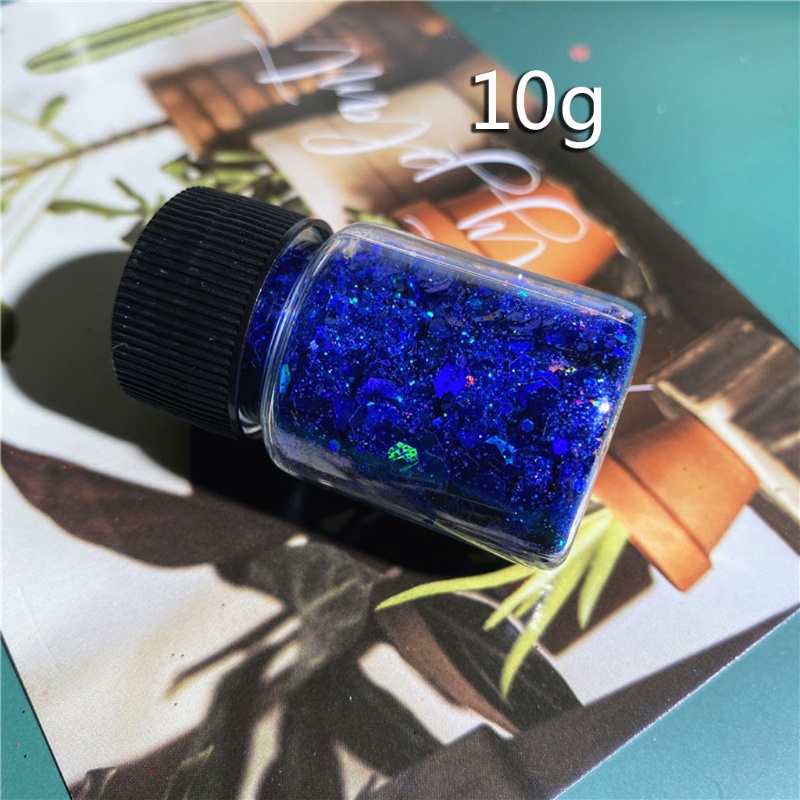 Hộp nhũ kim tuyến 10 màu hình lục giác cho nhựa resin 10g