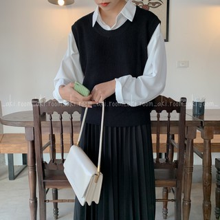 Áo gile len cổ tròn